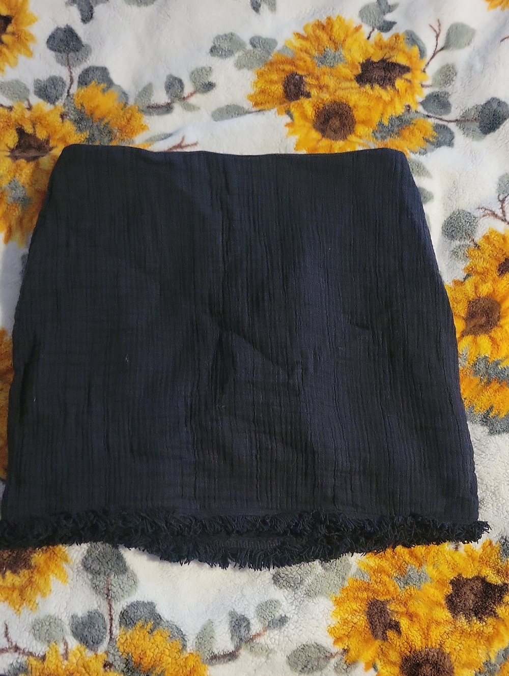 Madewell Black Mini Skirt with Fringed Hem